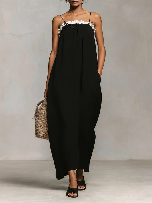 Mirelle™ | Vestido Maxi con Bloques de Color y Tirantes Finos