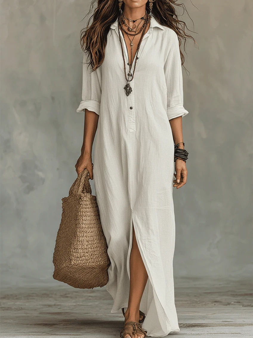 Soline™ | Vestido Maxi Largo con Botones