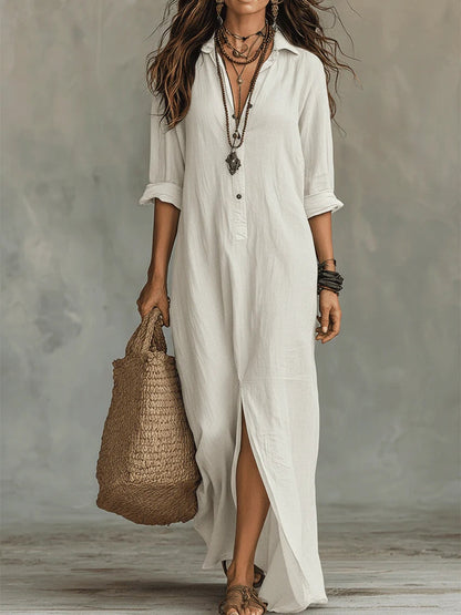 Soline™ | Vestido Maxi Largo con Botones