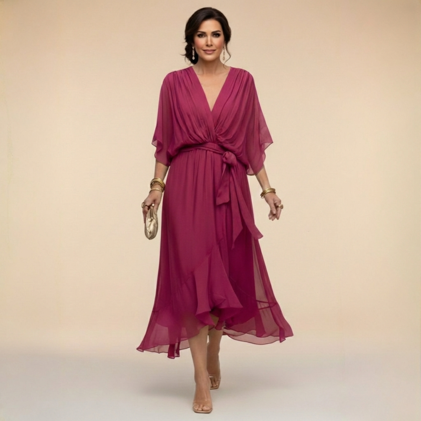 Sfumato | Vestido de Chifón con Escote en V