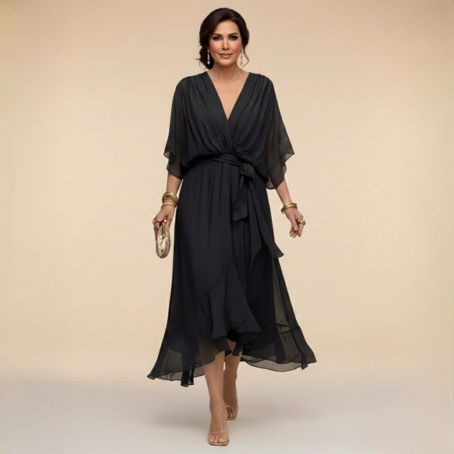 Sfumato | Vestido de Chifón con Escote en V