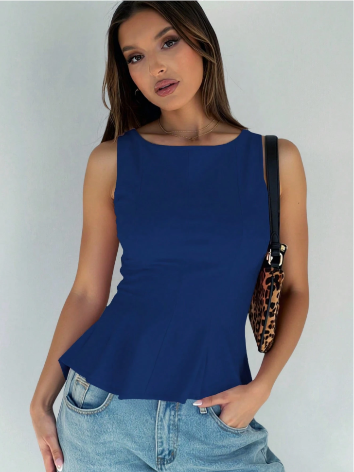 Top peplum sin mangas elegante
