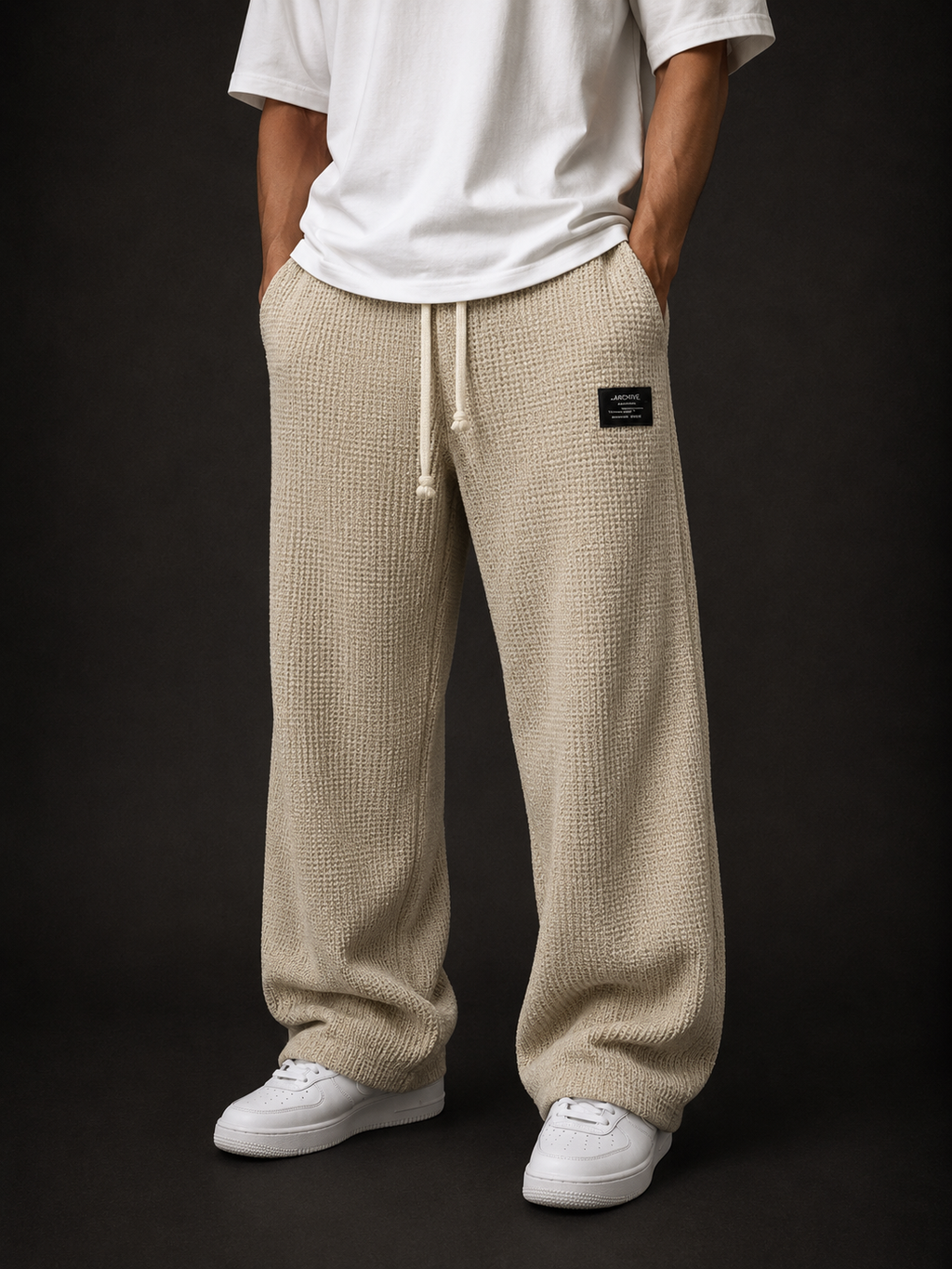 Pantalón Relax Nova Drip – Jogger Wide Leg Texturizado con Cordón
