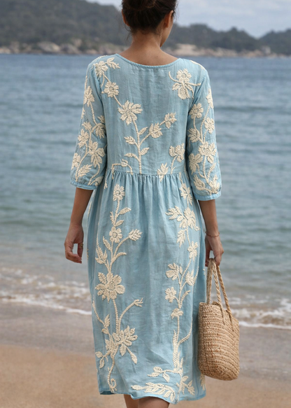 Azzurra | Vestido Vintage Bordado
