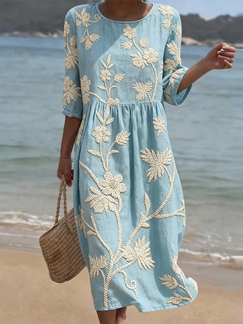 Azzurra | Vestido Vintage Bordado