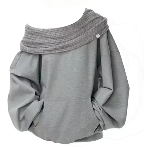 Sudadera Patchwork Oversize Off Shoulder