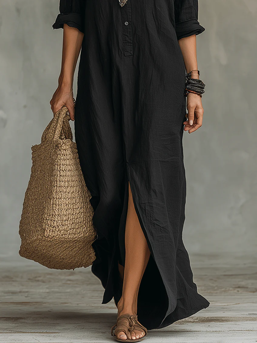 Soline™ | Vestido Maxi Largo con Botones