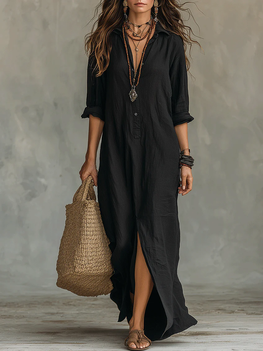 Soline™ | Vestido Maxi Largo con Botones