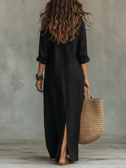 Soline™ | Vestido Maxi Largo con Botones