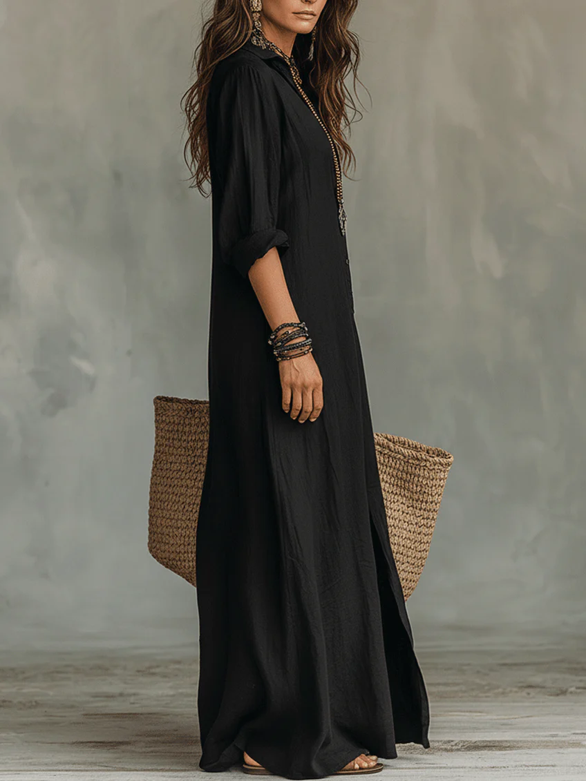 Soline™ | Vestido Maxi Largo con Botones