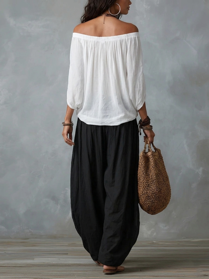 Isabella | Conjunto Boho Fluido con Pantalón Farol
