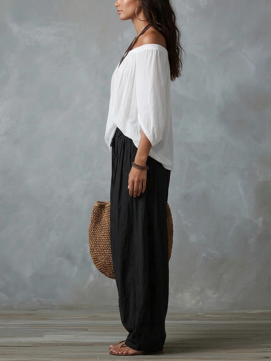 Isabella | Conjunto Boho Fluido con Pantalón Farol