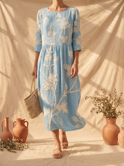 Azzurra | Vestido Vintage Bordado