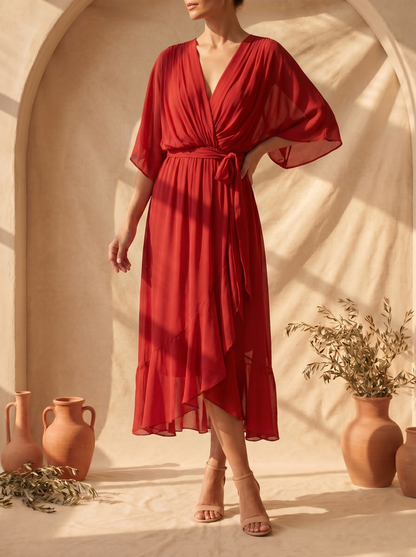 Sfumato | Vestido de Chifón con Escote en V