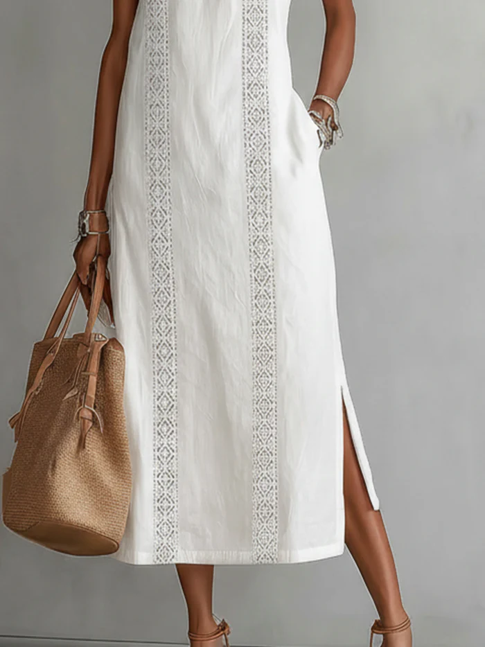 Jimena | Vestido Midi de Lino con Cuello Halter